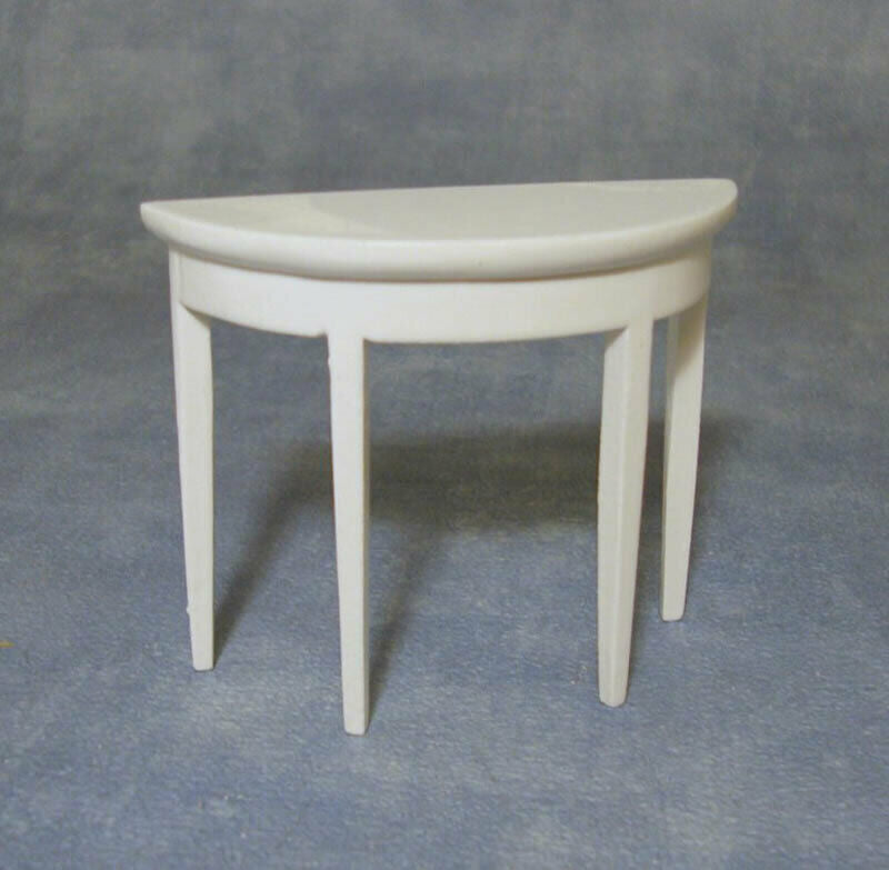 White Half Moon Side Table, Dolls House Miniature