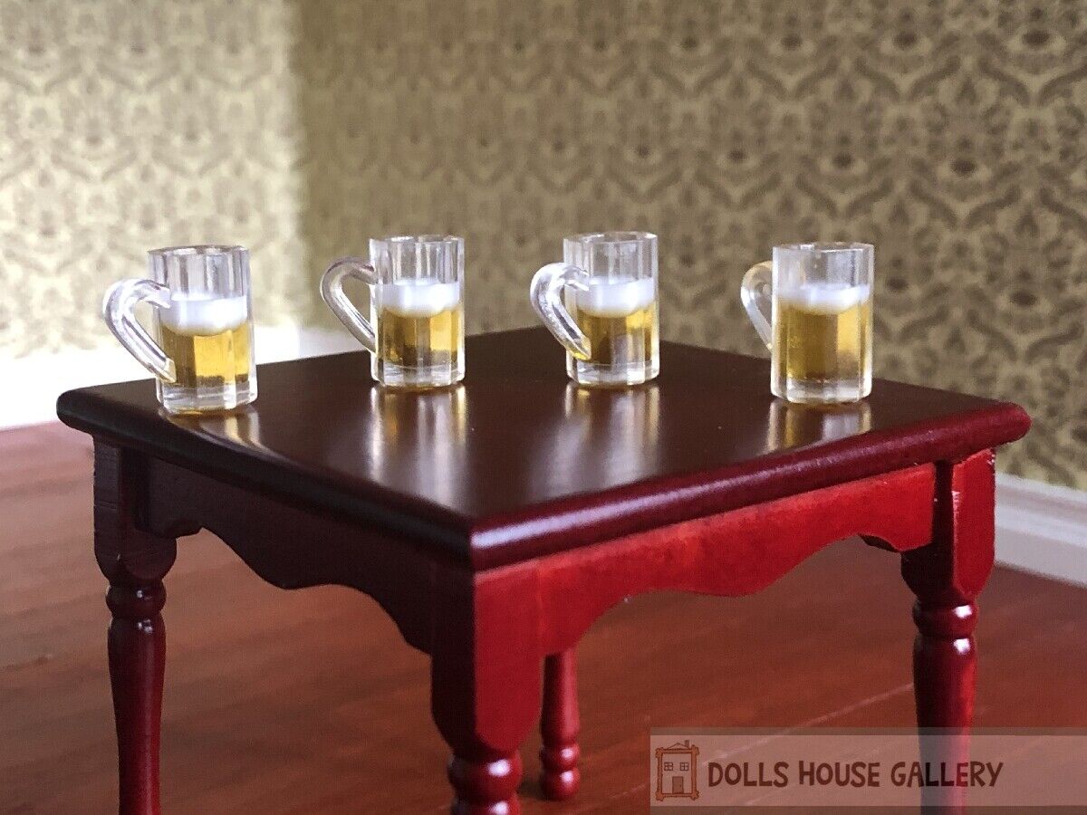 Four Mugs Of Beer , Dolls House Miniature, Food Drink 1.12 Scale