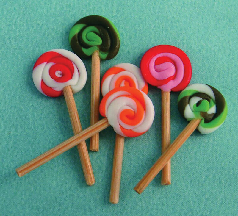 6 Lollypops, Dolls House Miniature, Food Kids Sweets, UK