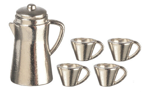 Silver Coffee Set, Dolls House Miniature, 1.12 Scale Dining Accessory