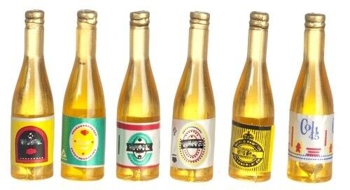 Six Assorted Beer Bottles, Dolls House Miniatures, 1.12 Scale