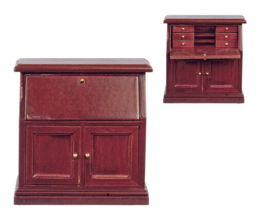 One Desk In Mahogany, Dolls House Miniature Furniture One Only.