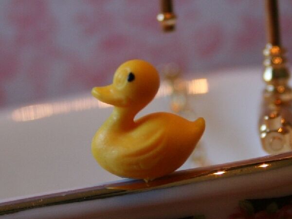 Pair of Medium Yellow Bathtime Ducks Dolls House Miniature or Garden