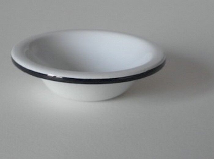 White Metal Bowl with Black Rim, Dolls House Miniature 1.12th Scale