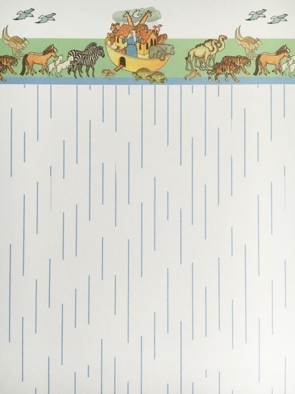 3 Sheets Of Noah's Ark Wallpaper, Blue or Pink for a Dolls House, Miniature,