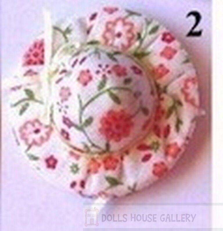 Pretty Floral Hat, Dolls House Miniature Doll Clothing Accessory. Summer Hat
