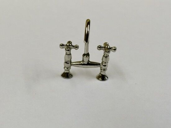 Silver Mixer Tap Dolls House Miniature Kitchen Bathroom Fitting 1/12 Scale