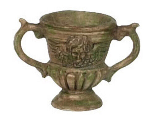 Grey / Brown Urn, Dolls House Miniature, Garden Plat Pot Accessory