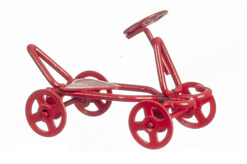 Red Metal Push Kart, Dolls House Miniature Toy