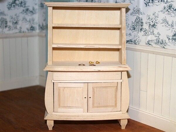 Barewood display unit - 2 handles & 2 knobs supplied loose. Doll House Miniature