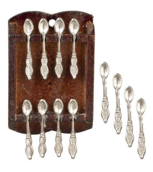 Spoon Rack With 8 Spoons, Dolls House Miniature, Kitchen Dining Accessory