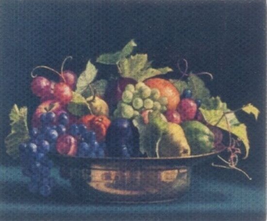 Tableau on Canvas / Bowl of Fruit, Dolls House Miniature Wall Decor