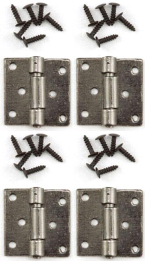 Pewter Butt Hinges & Nails 4 Pack, 8mm by 8mm Dolls House Miniatures, DIY