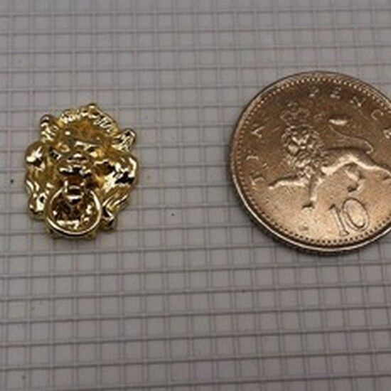 Antique or Gold Lion Door Knocker, Dolls House, Miniature, Door Fixture1:12Scale