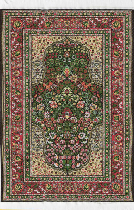 Medium Woven Turkish Rug Reds Greens 25cm x 15cm, Dolls House Miniature, Floor