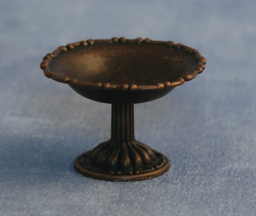 Antique Metal Pedestal Bowl, Dolls House Miniature