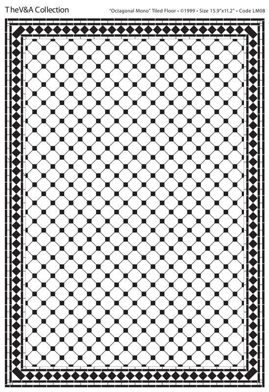 Octagonal Mono Tiled Floor, Dolls House Miniature, Flooring
