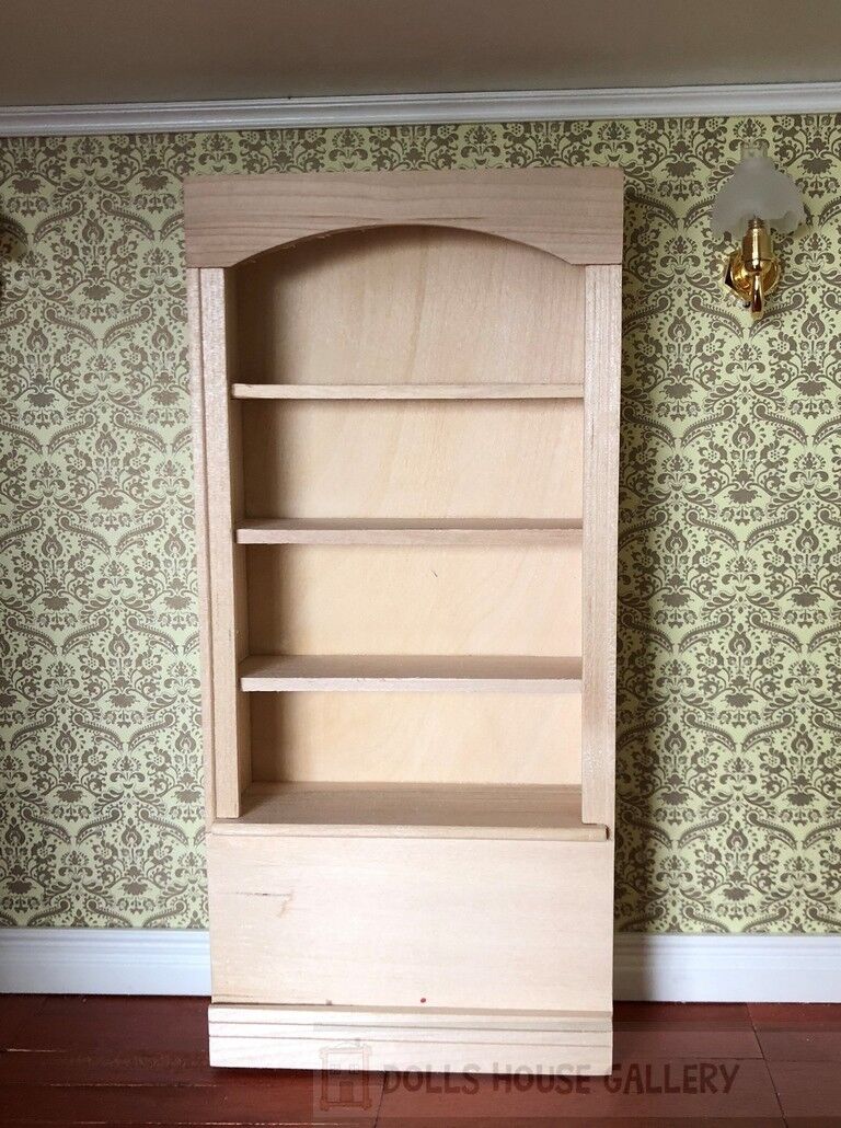 Bare Wood Bookcase, Dolls House Miniature, Furniture