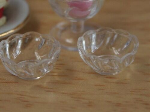Glass Effect Bowls Miniatures for a Dolls House, Kitchen Tableware Accessory
