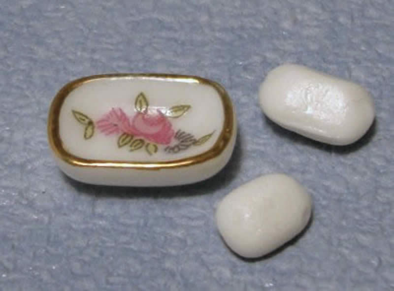 Soap & Dish, Dolls House Miniatures, Bathroom Accessory 1.12 Scale