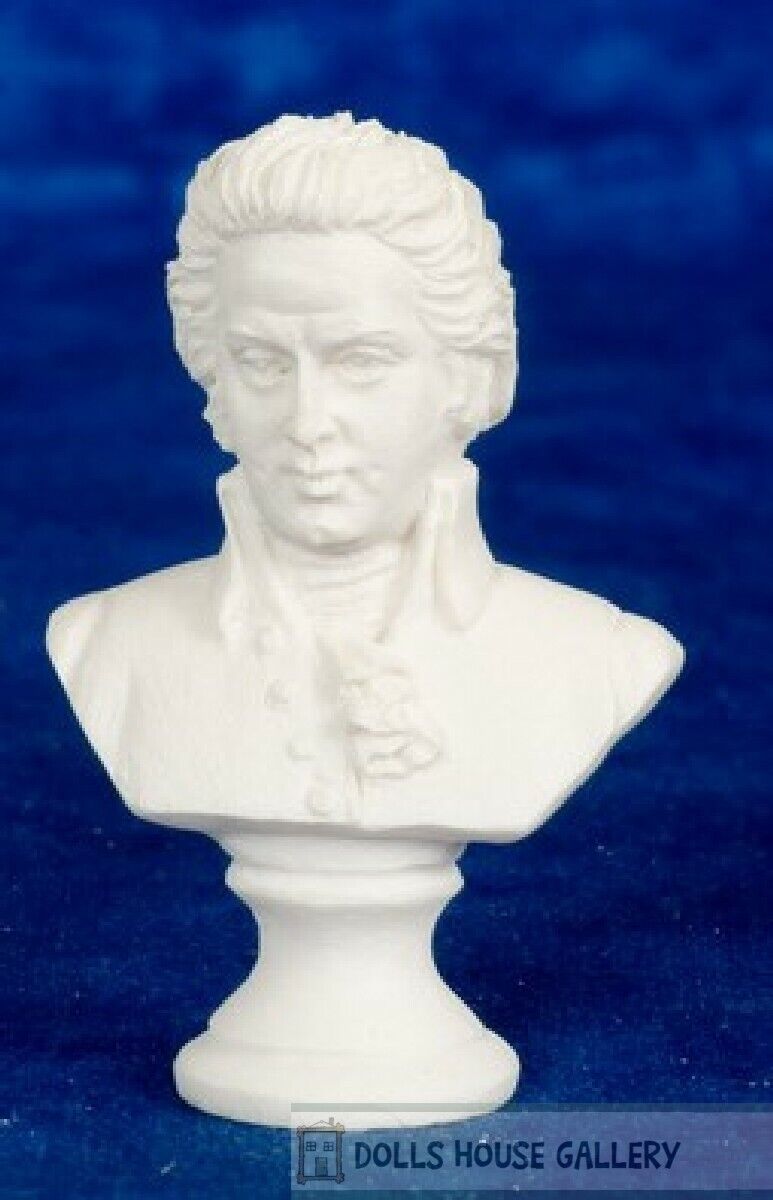 Mozart Bust, Dolls House Miniature, Ornament, 39mm Height, 1.12 Scale