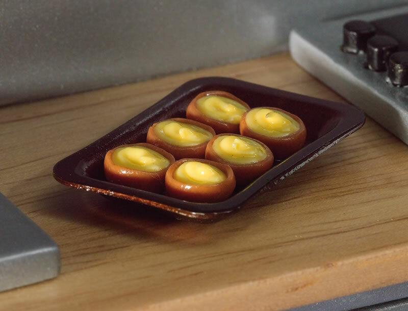 Tray of Yorkshire Puddings, Dolls House Miniature 1:12th Scale