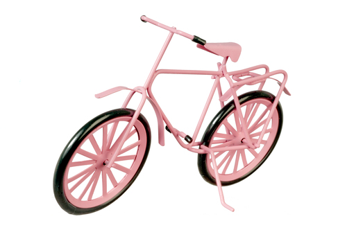 Pink Metal Bicycle / Bike, Dolls House Miniature, Outdoor Accessory