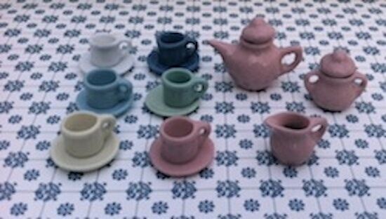 Art Deco Tea Set, Dolls House Miniatures, Kitchen Accessory 1:12 Scale, UK