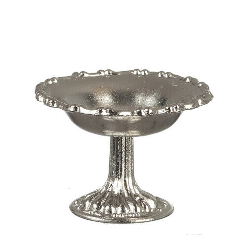 Silver Pedestal Bowl, Dolls House Miniature Doll Accessory, Kitchen Dining