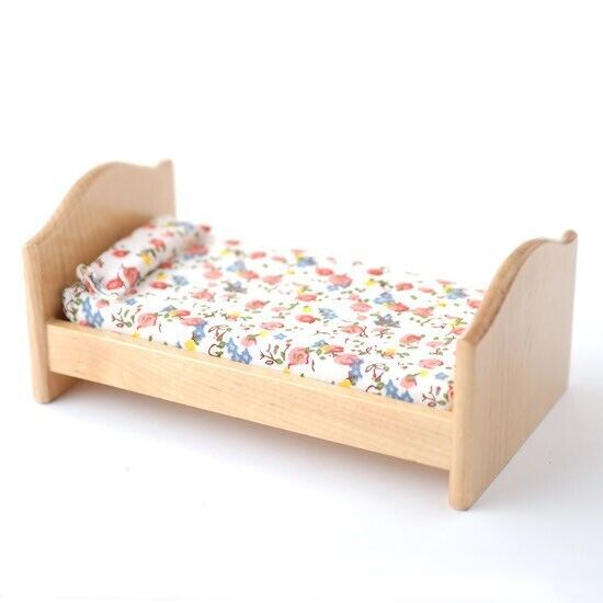 Child's Bed In Pine, Dolls House Miniature, Bedroom Furniture, Small Bed