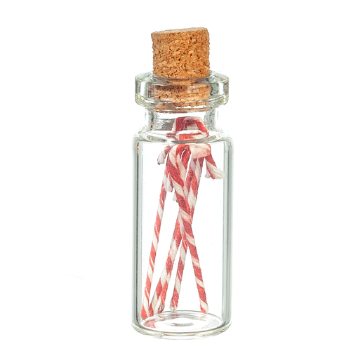 Glass Jar Of Candy Canes, Dolls House Miniature, Sweets