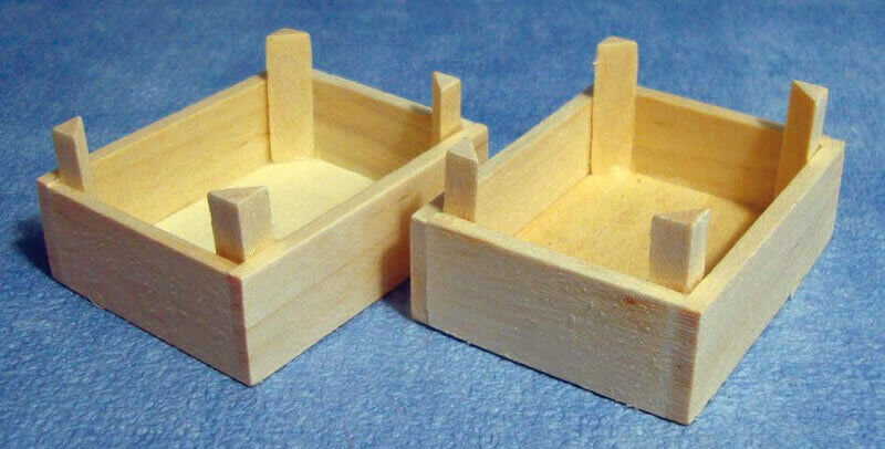 Two Wooden Crates, Dolls House Miniatures, Shop, 1.12 Scale
