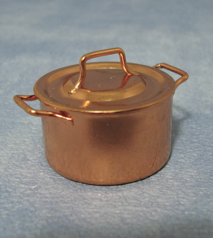 Copper Cooking Pan, Doll House Miniatures, 1/12th Scale Kitchen Accessory