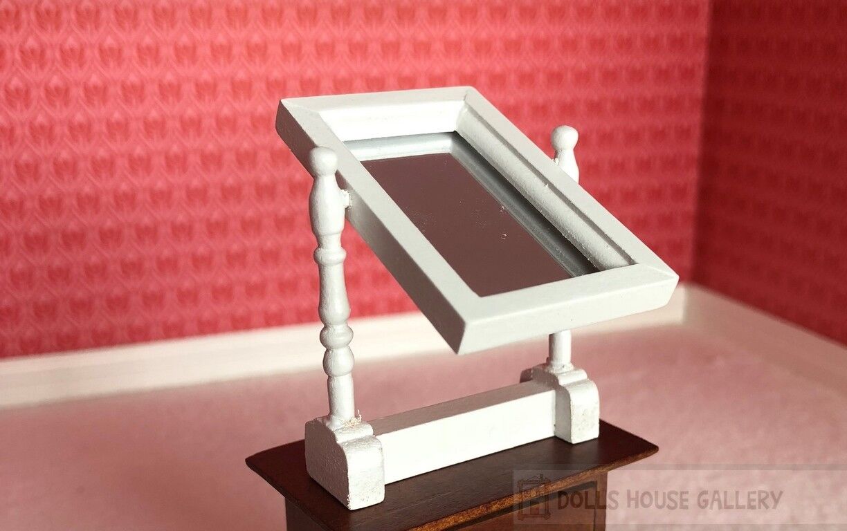 White Swivel Mirror, Dolls House Miniature, 1:12 Scale