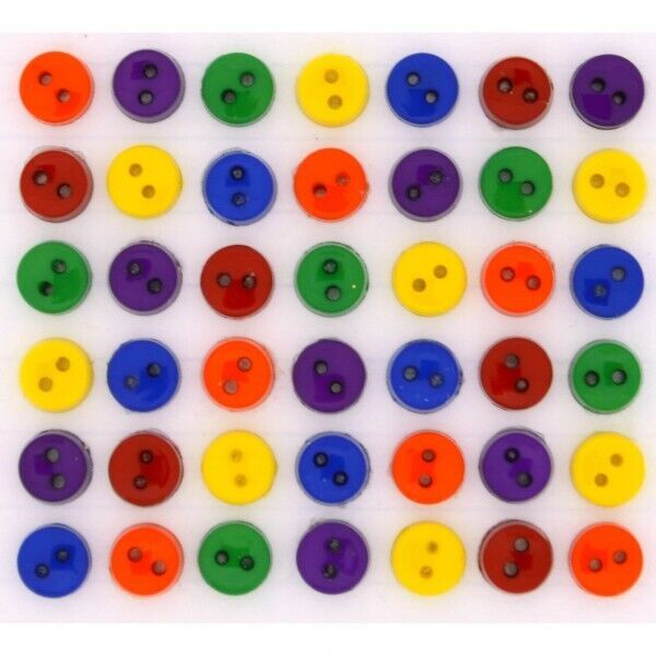 Sew Buttons 4mm Primary Multi Colours, Approx. 50 Pack, Miniature