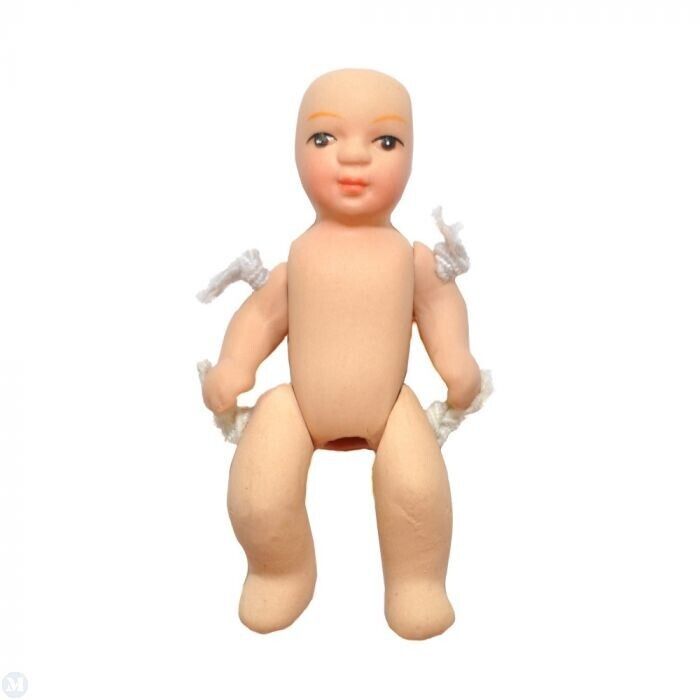 Undressed Porcelain Baby Doll, Dolls House Miniature 1.12 Scale, Child