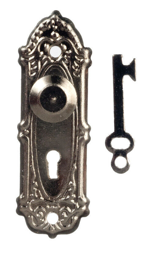 Opryland Door Handles In Black, Dolls House Door Accessory, Miniature 1.12 Scale