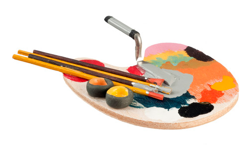 Paint Palette Art, Dolls House Miniature Artists Palette, Art Accessory 1.12th