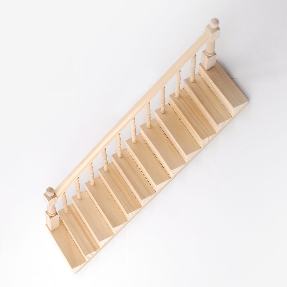 Ready Assembled Staircase With Banister Left Side Dolls House Stairs