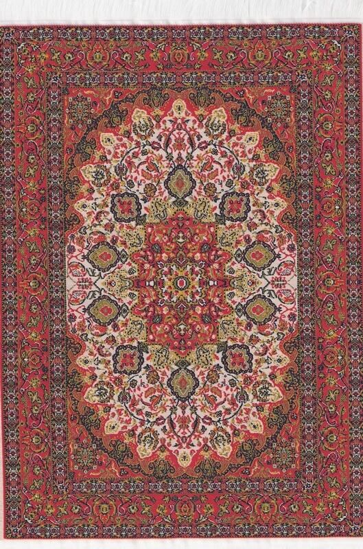 Large Turkish Carpet Rug Red, Dolls House Miniatures Floor Accessory