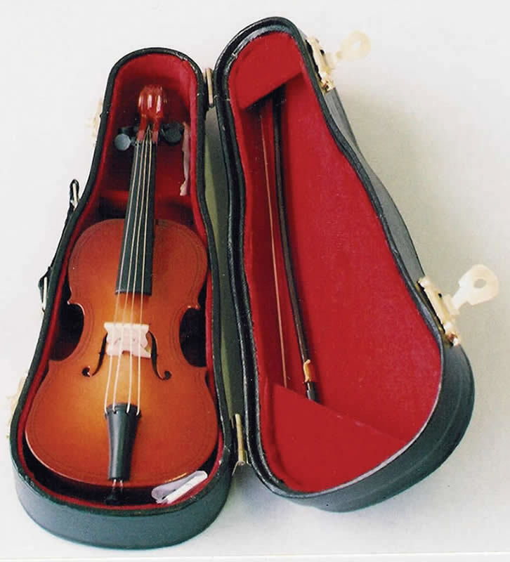 1:12 scale Double Bass In Hard Case, Miniature Doll House Musical Instrument.