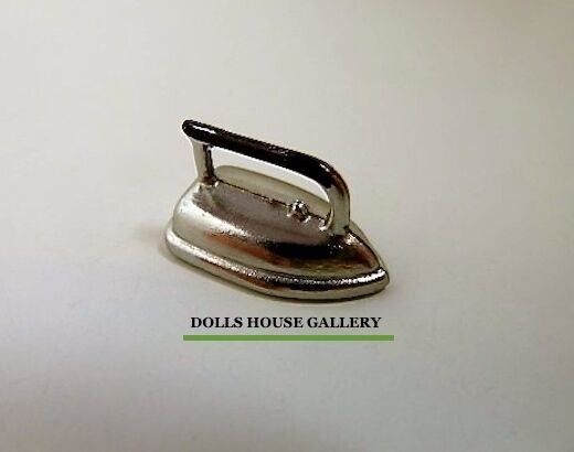 Silver Iron, Dolls House Miniature Accessories, 1:12 Scale, Ironing Miniatures