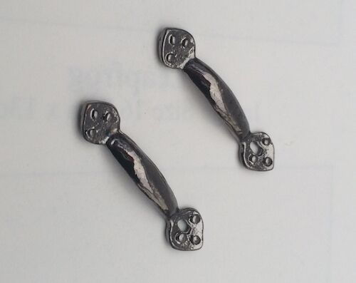 Pair of Black Door Handle Pulls, Doll House 1.12th Scale Miniature, DIY, Door