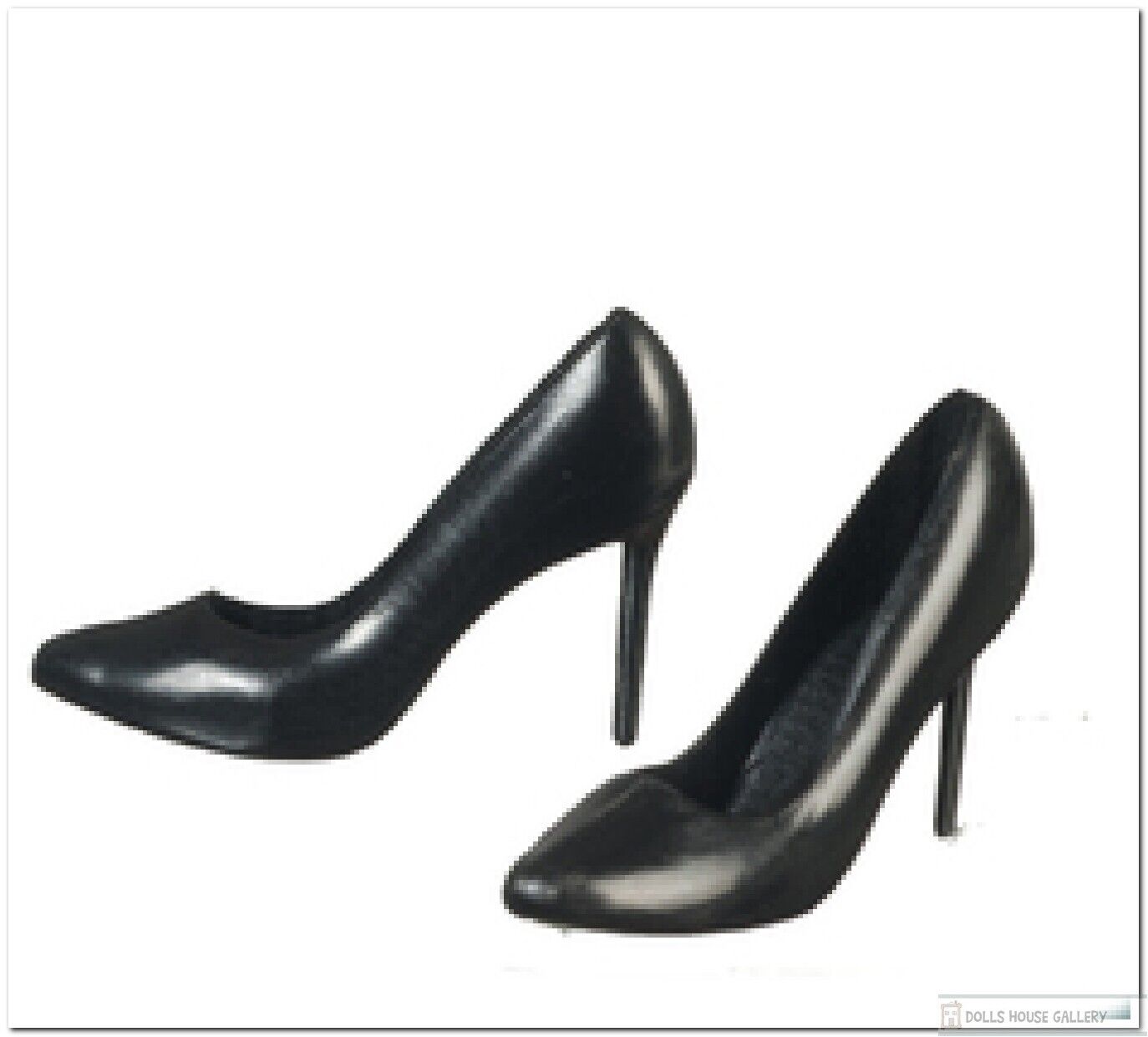 Ladies Black High Heel Shoes 1 Pair, Dolls House Miniature, Accessories