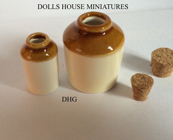 Pair Of Stoneware Jars, Dolls House Miniatures 1.12 Scale, Cookware, Kitchen