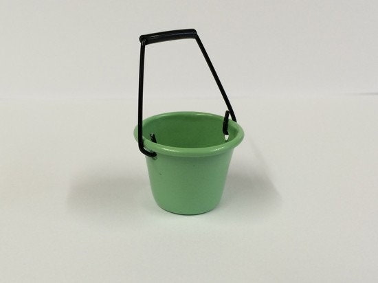 4 Coloured Metal Buckets 4 Colours, Doll House Miniature, Beach Sea