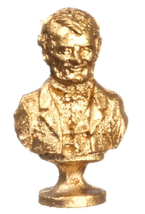 Abraham Lincoln Bust Ornament, Dolls House Miniature, Fireplace Mantel Accessory