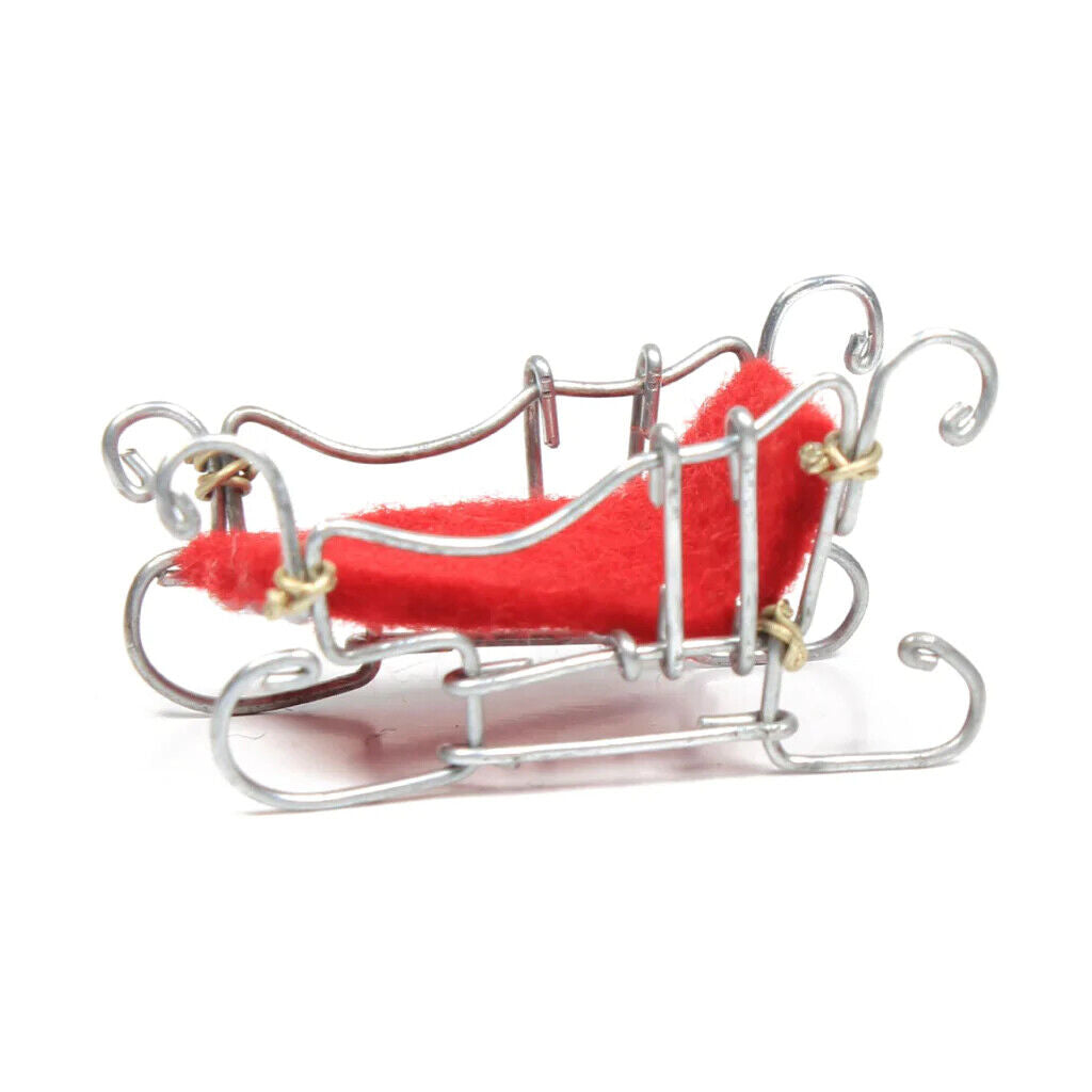 Mini Wire Sleigh, Felt Handmade In Nepal, Christmas, Dolls House Miniature