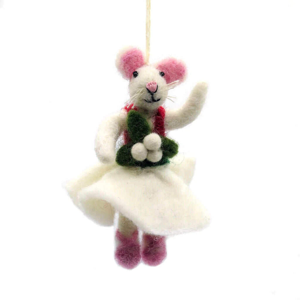 Mini Mouse Lady Dancing, Felt Handmade In Nepal, Amica Soft Toy, Christmas, Cute