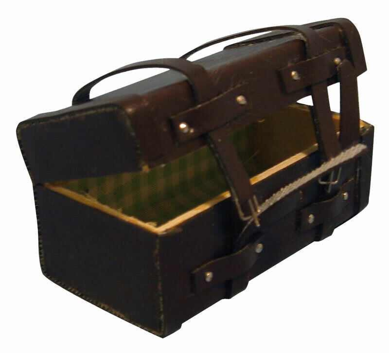 Brown Steamer Trunk, Dolls House Miniature Opening Chest